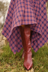 Burgundy mid-calf boot