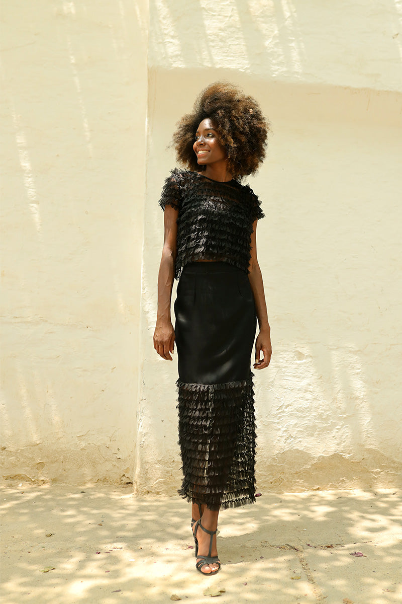 Crop Top Invitada Falda Y Top Boda Crop Top Invitada Boda CACAO