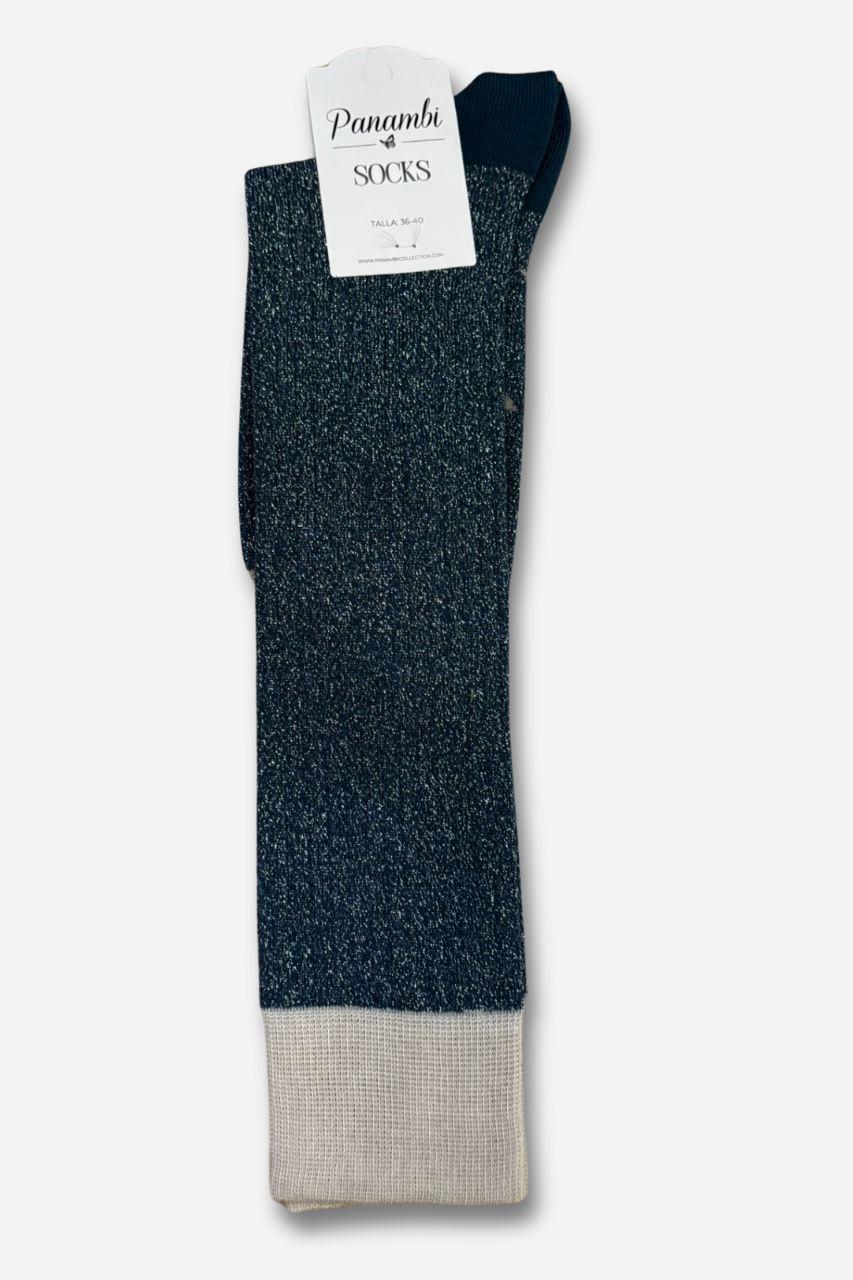 calcetines-largos-color-azul-petróleo-brillo-mujer-largos-oufits-diarios