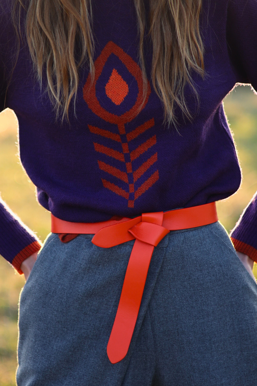 cinturón-piel-alta-calidad-lazada-naranja-de-vestir-invitada-elegante