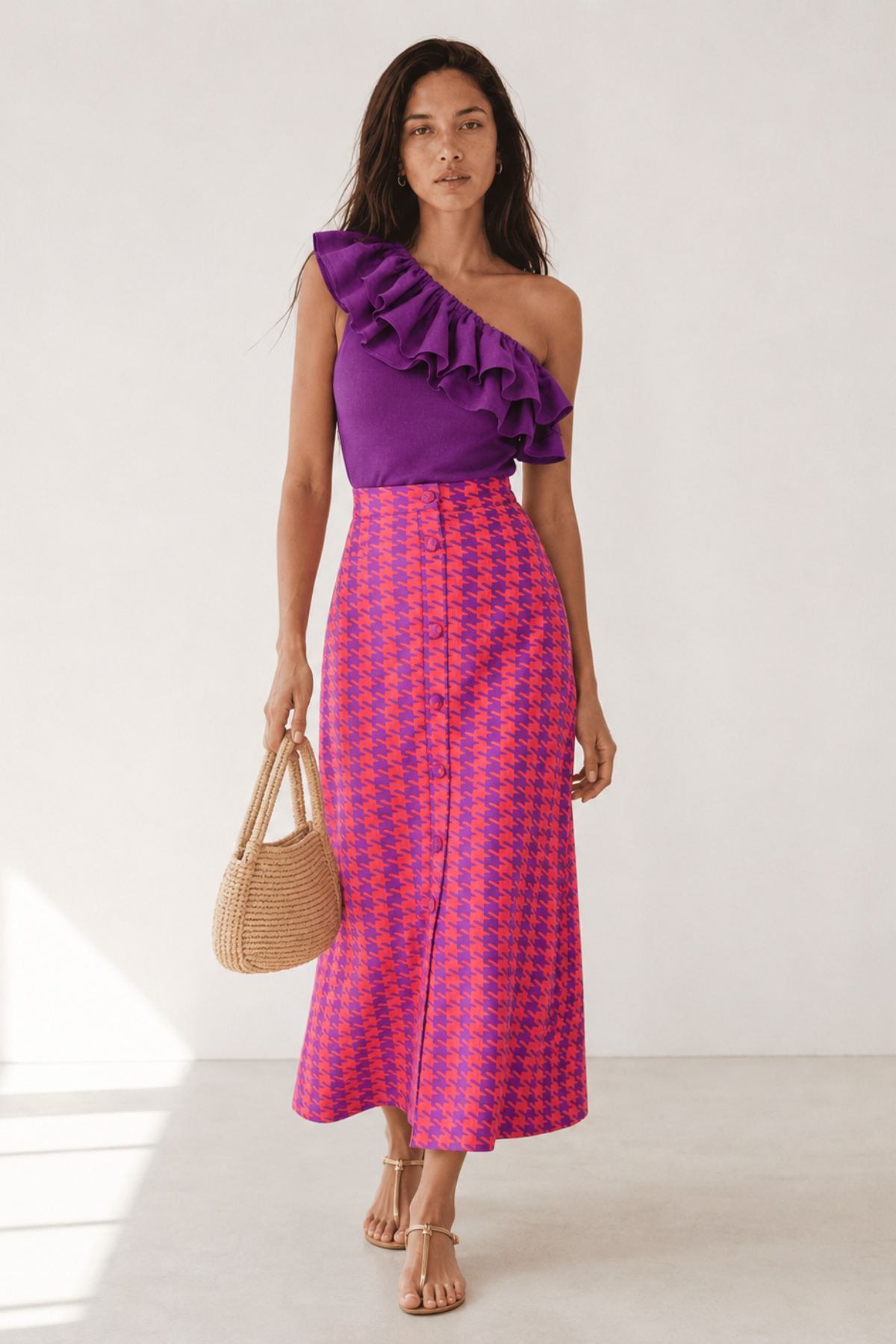 Swa skirt coral bougainvillea
