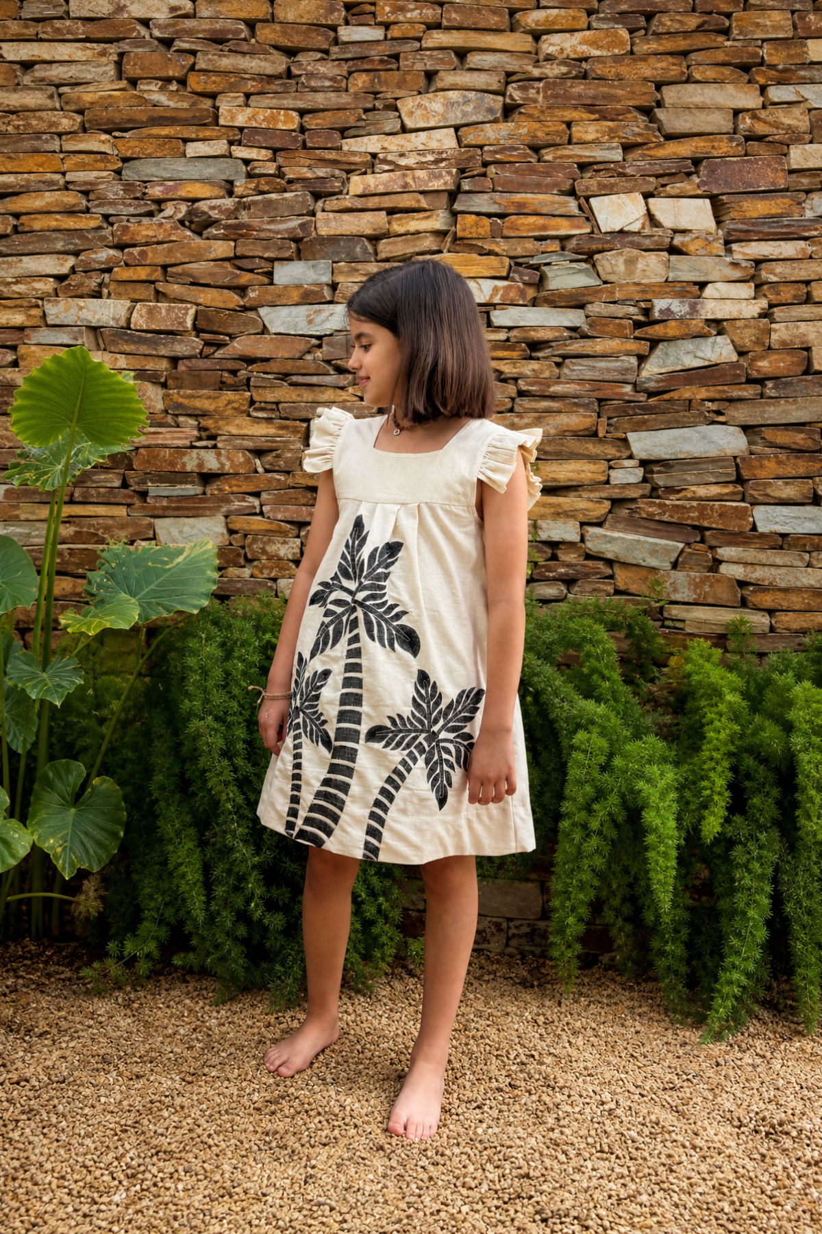 Kaftan Palmera Crudo niña